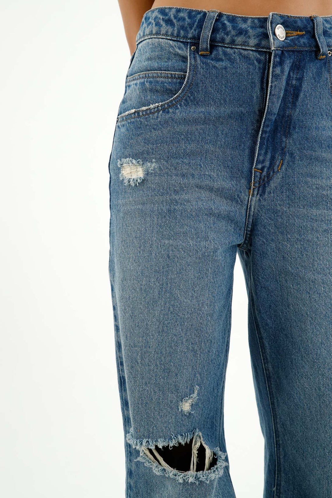 Women's Distressed Blue Jeans