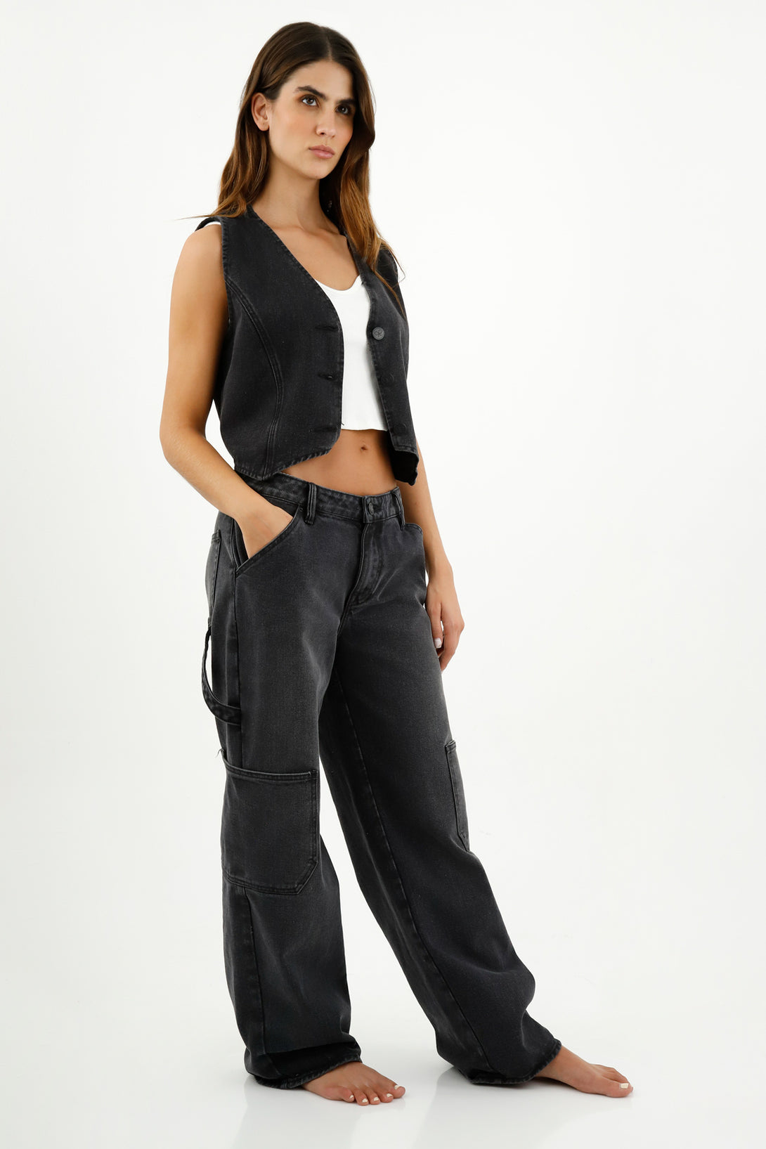 Women's Black Patch Pocket Jeans