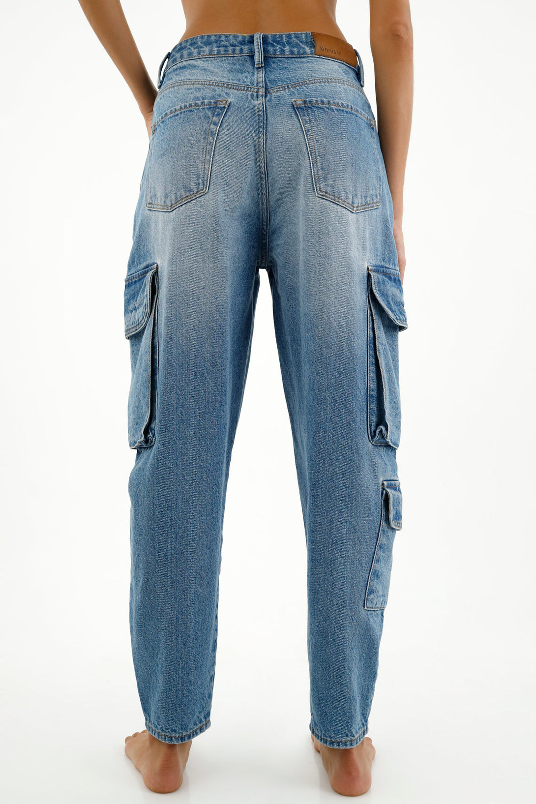 Women's Cargo Style Slouchy Blue Jeans