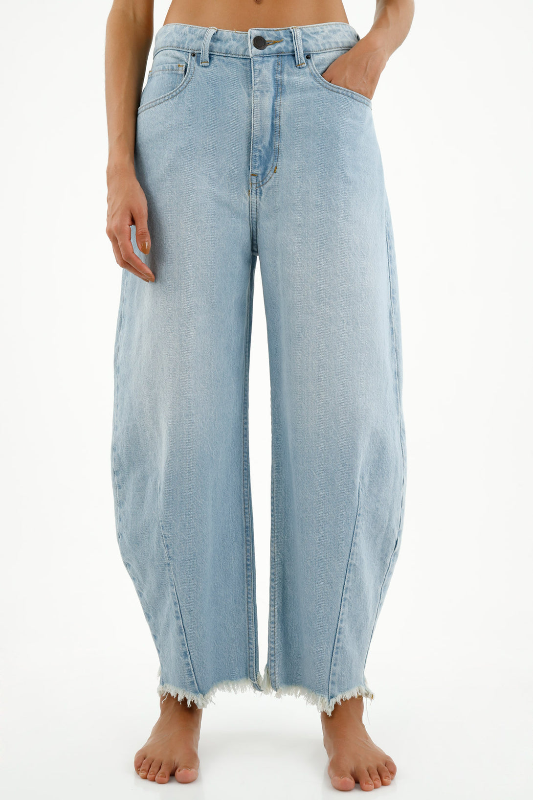 Jean Slouchy azul desflecado para mujer