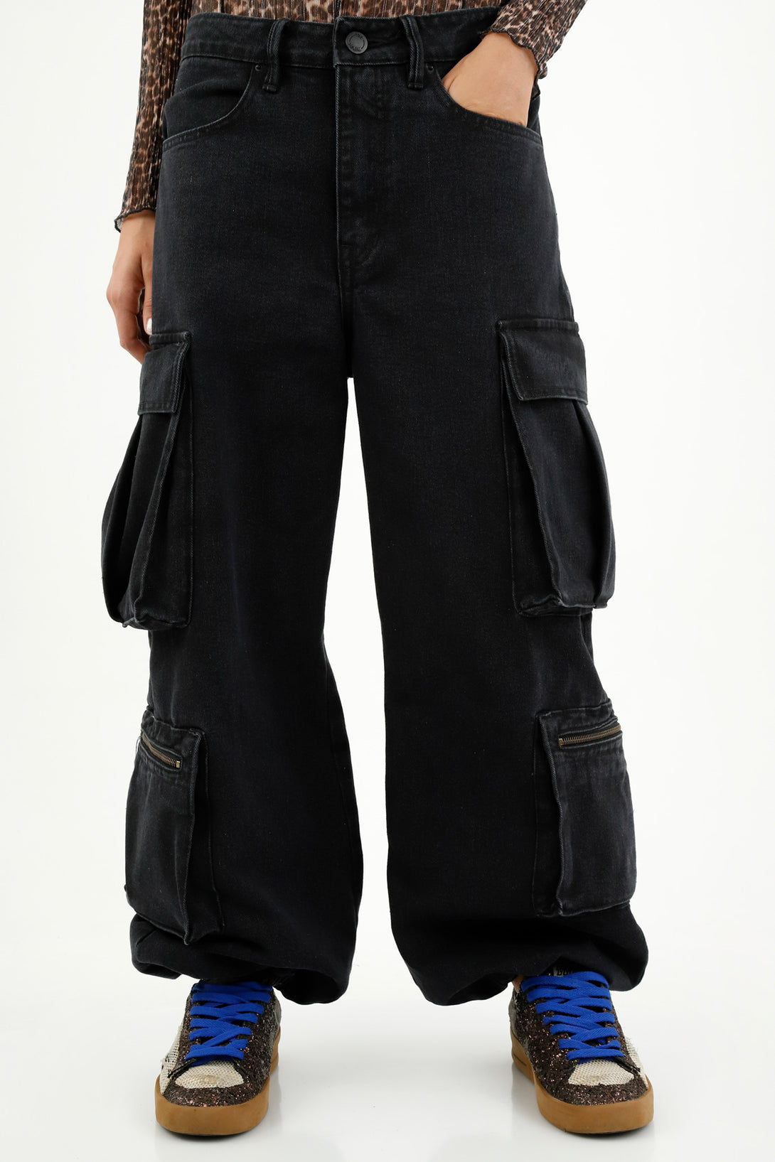 Women's Black Cargo Style Jeans