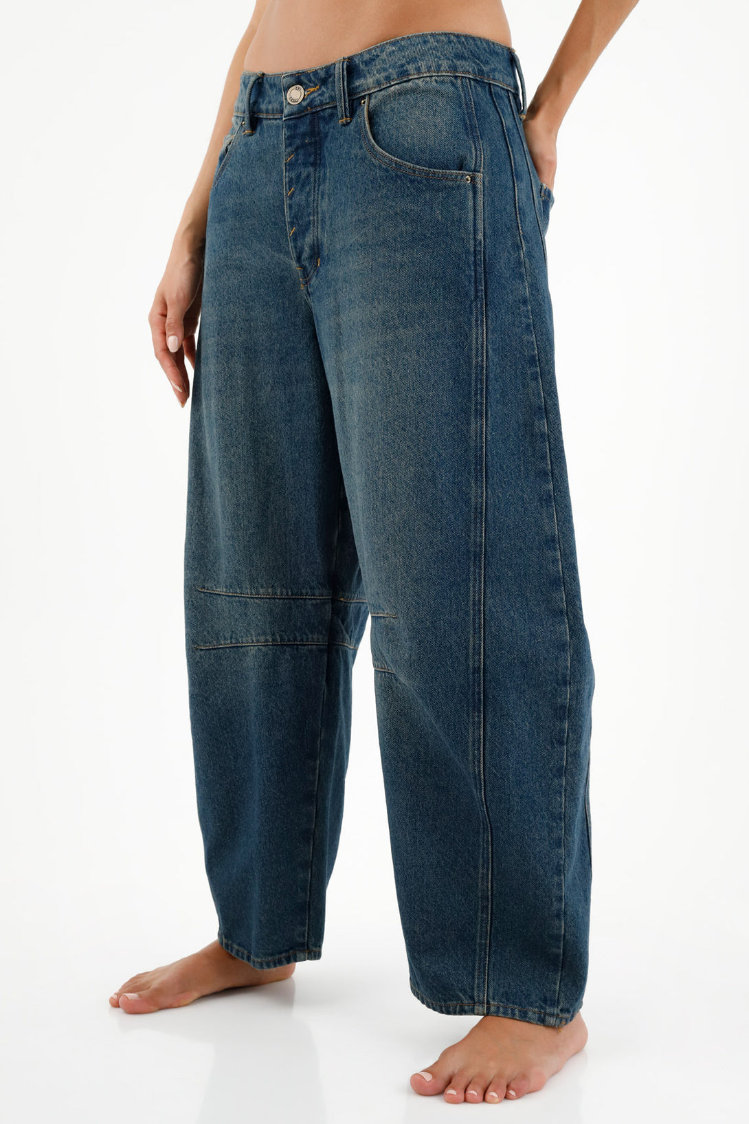 Jean con ajuste de botones azul para mujer