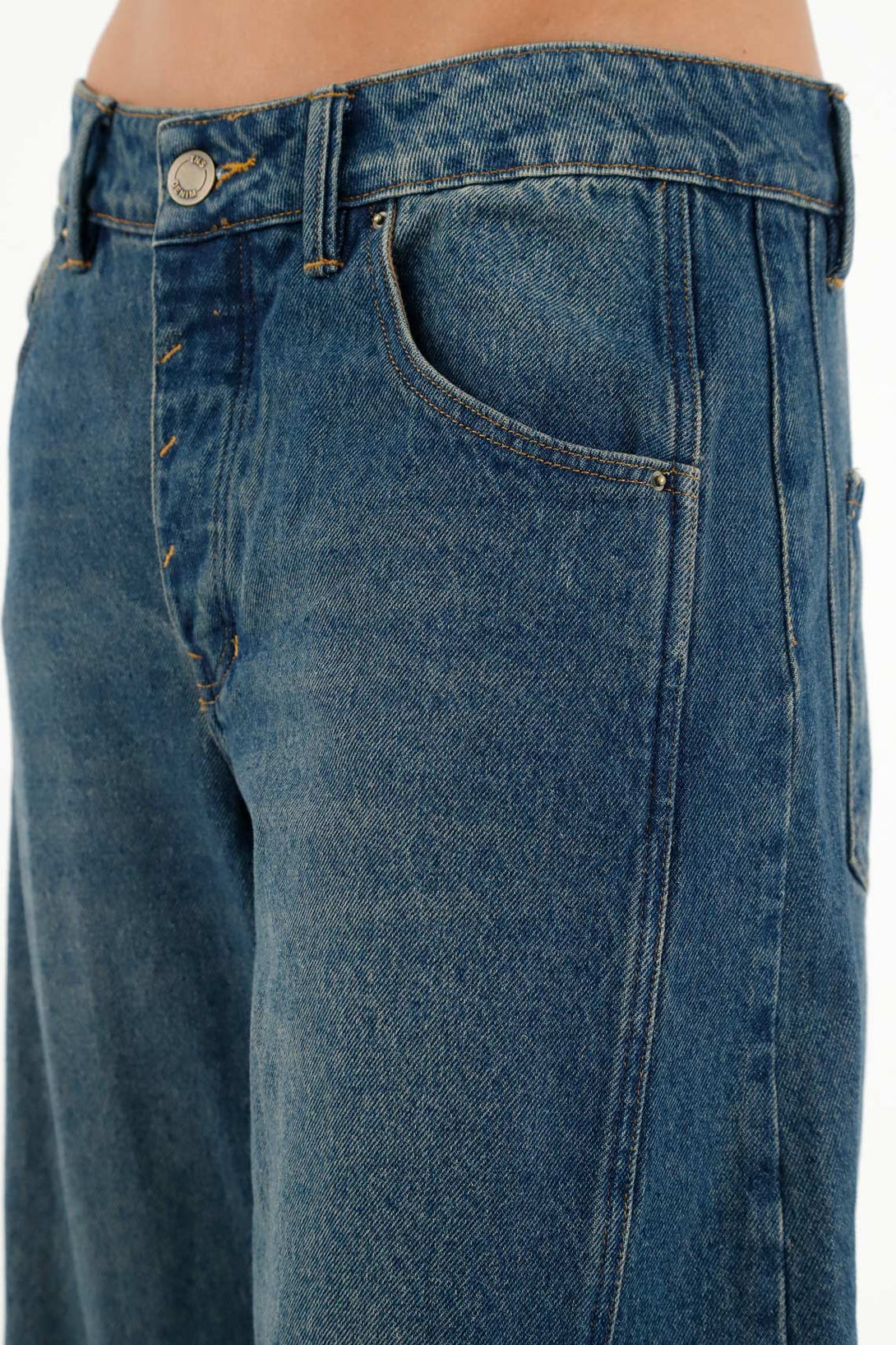 Jean con ajuste de botones azul para mujer