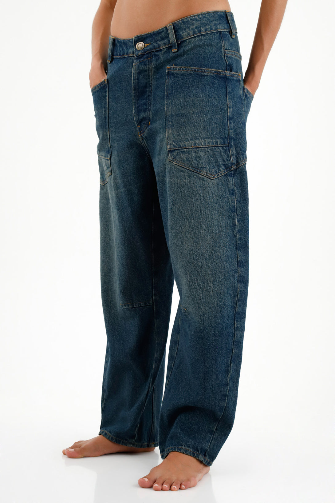 Women's Blue Patch Pocket Jeans