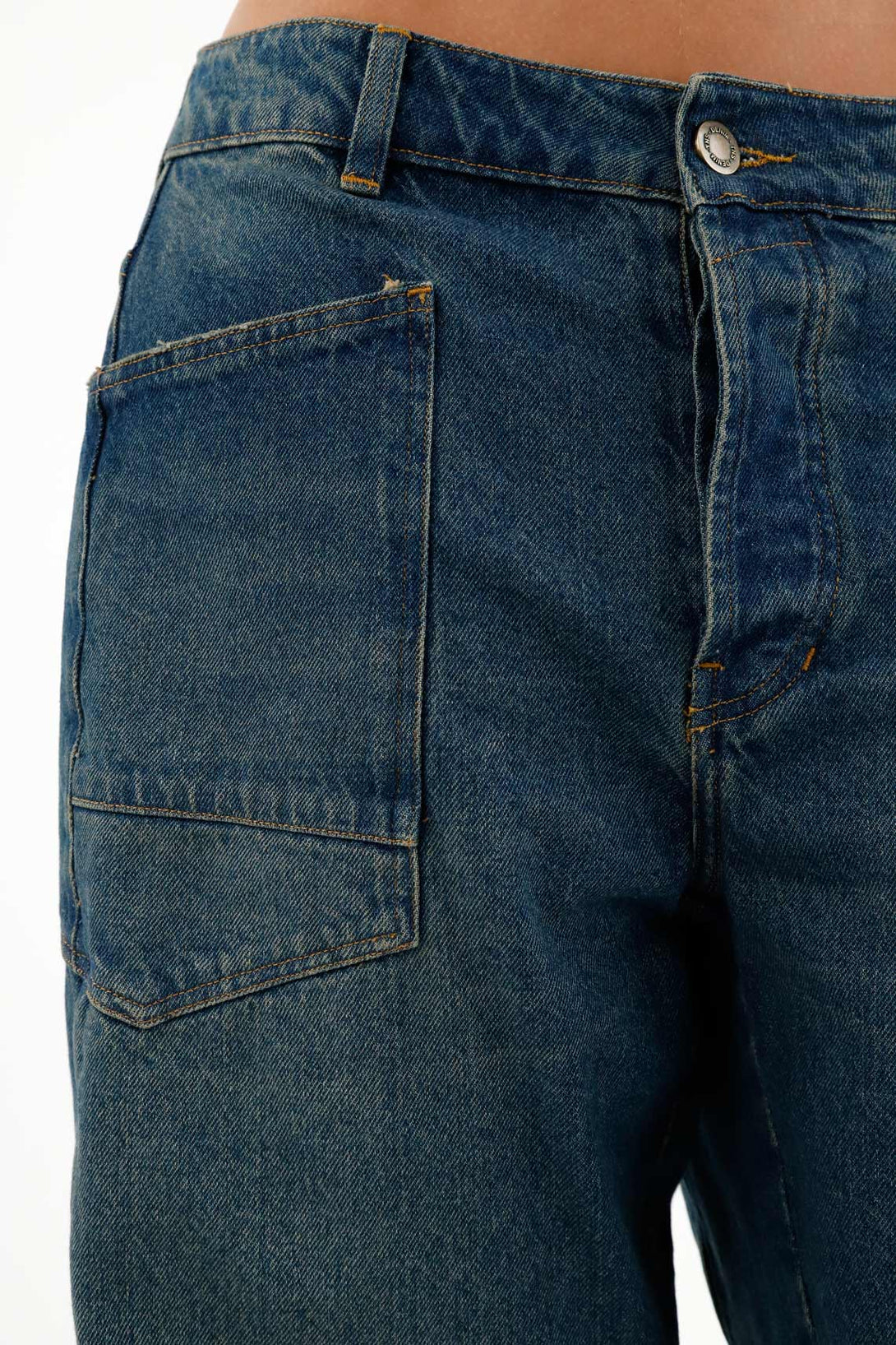 Women's Blue Patch Pocket Jeans