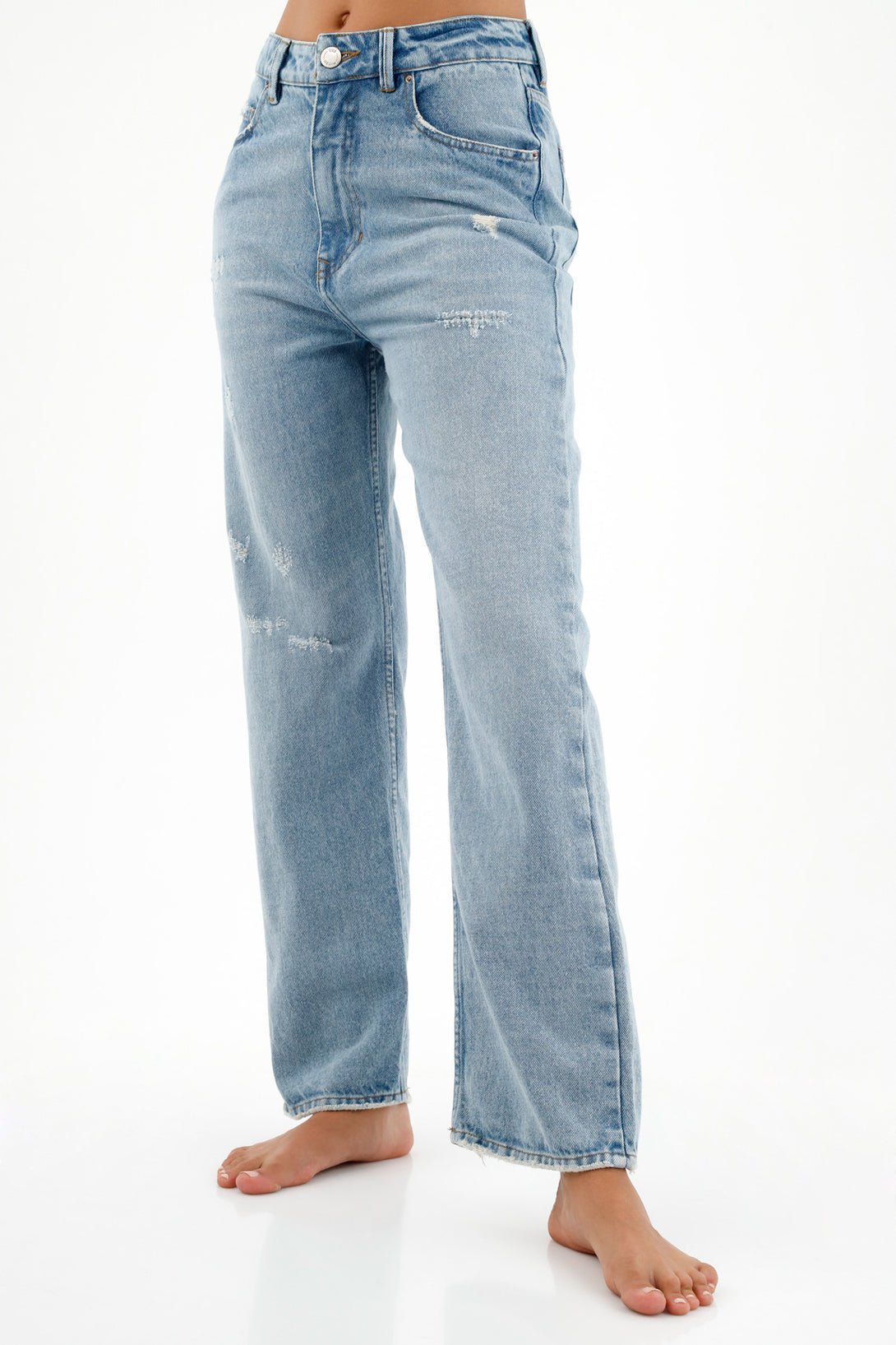 Women's Blue Jeans with Distressed Details