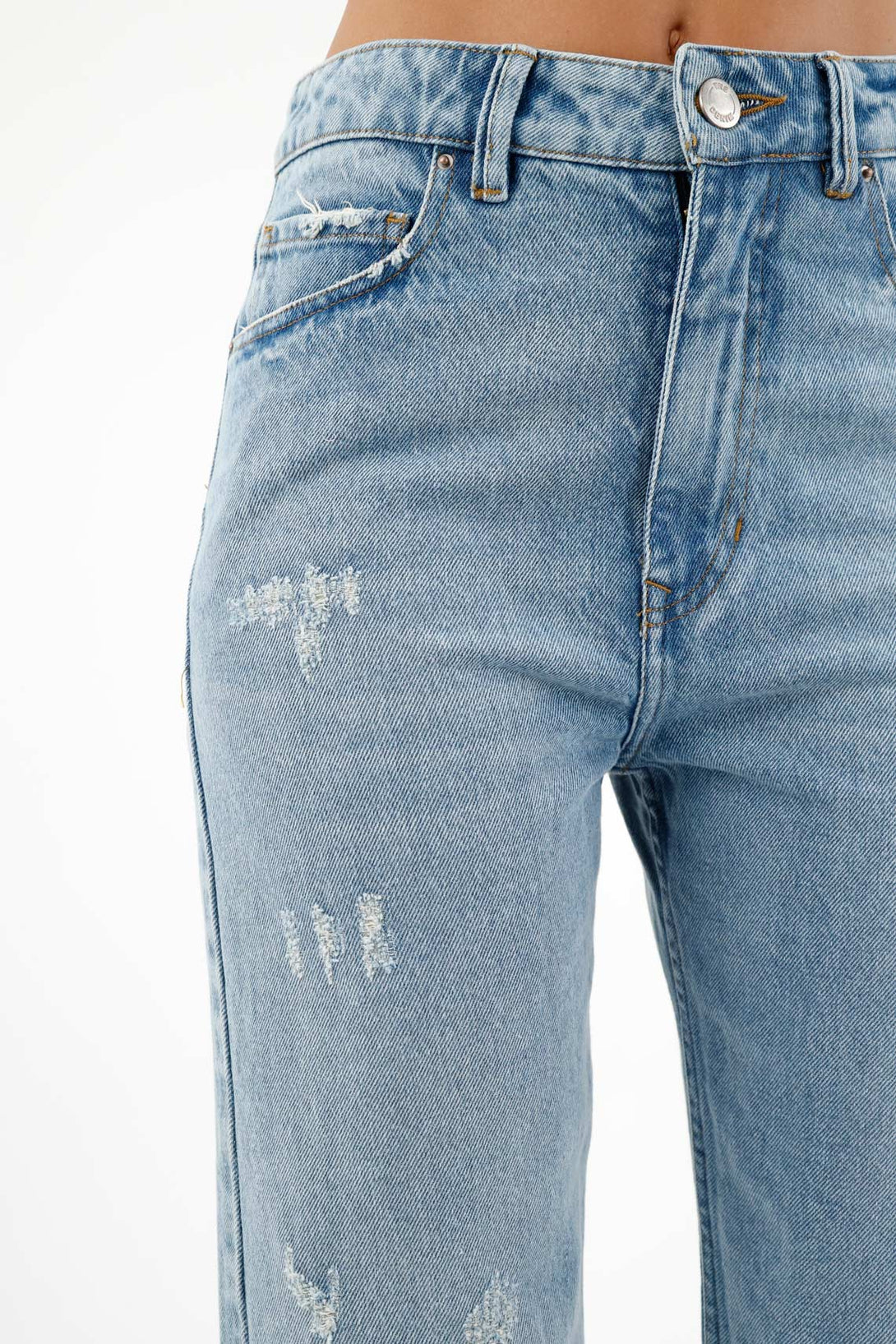 Women's Blue Jeans with Distressed Details