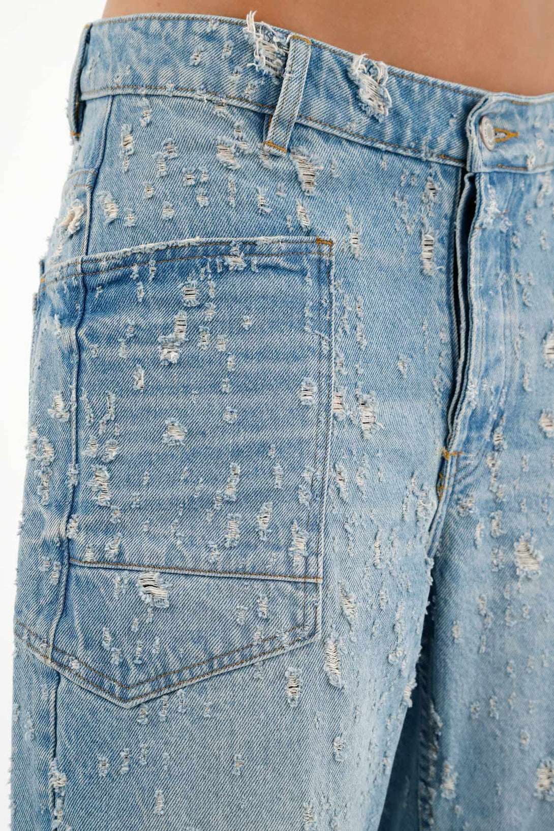 Women's Blue Oversized Pocket Jeans