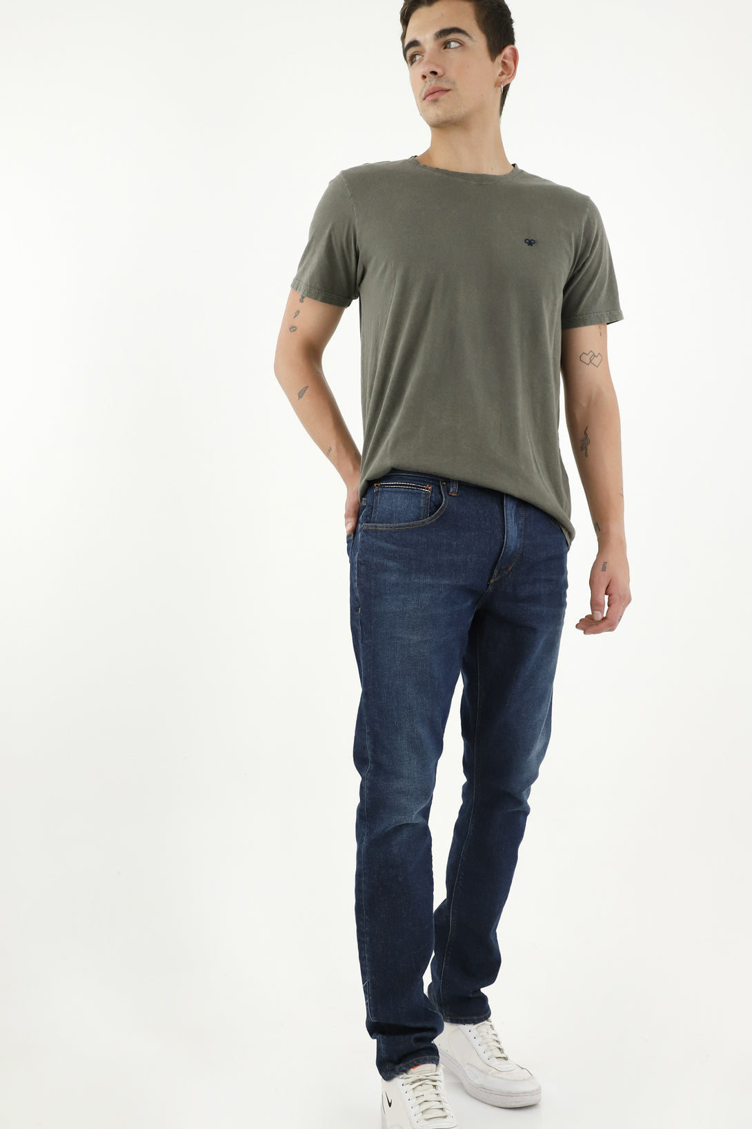 Men's Lightly Distressed Blue Jeans