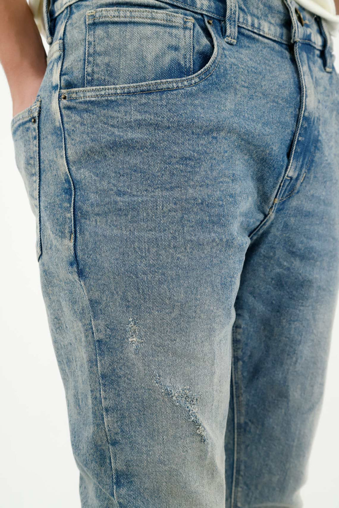 Men's Blue Five-Pocket Jeans