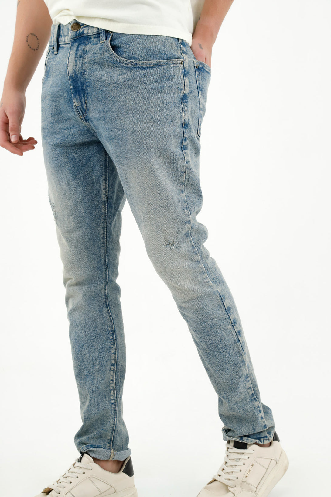 Men's Blue Five-Pocket Jeans