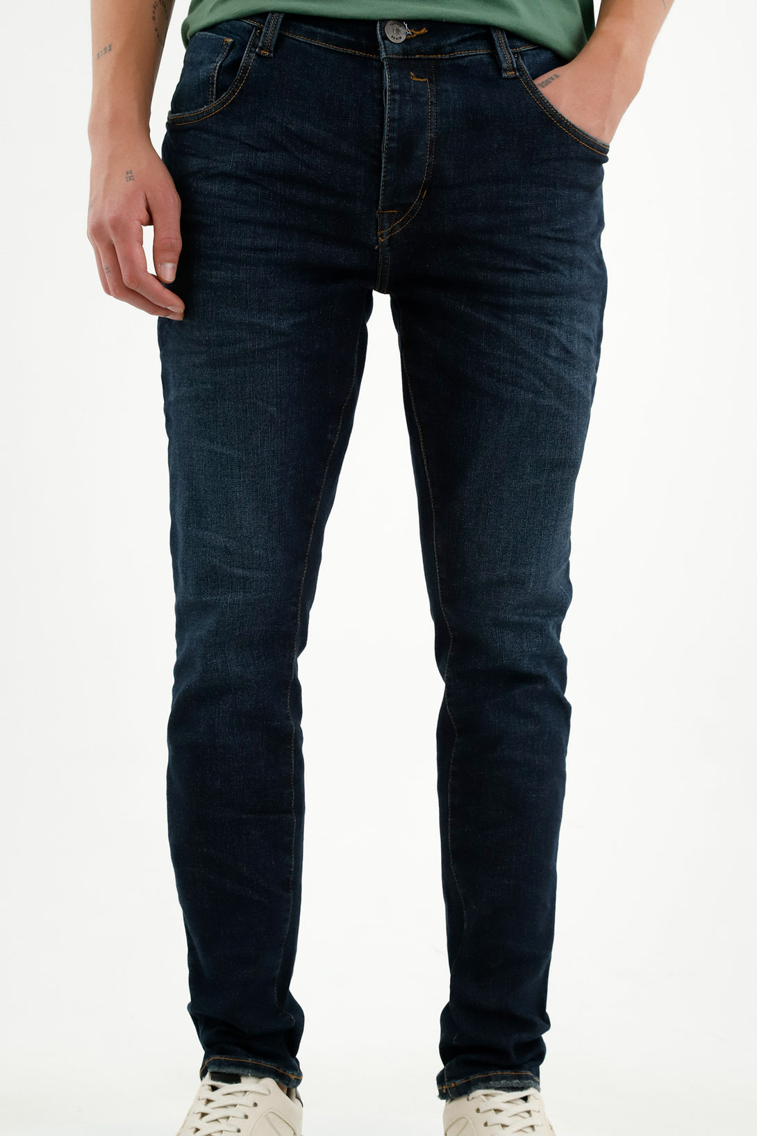 Jean Skinny azul con desgaste para hombre