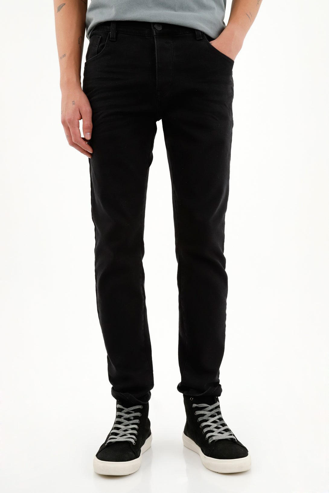 Men's Black Five-Pocket Jeans