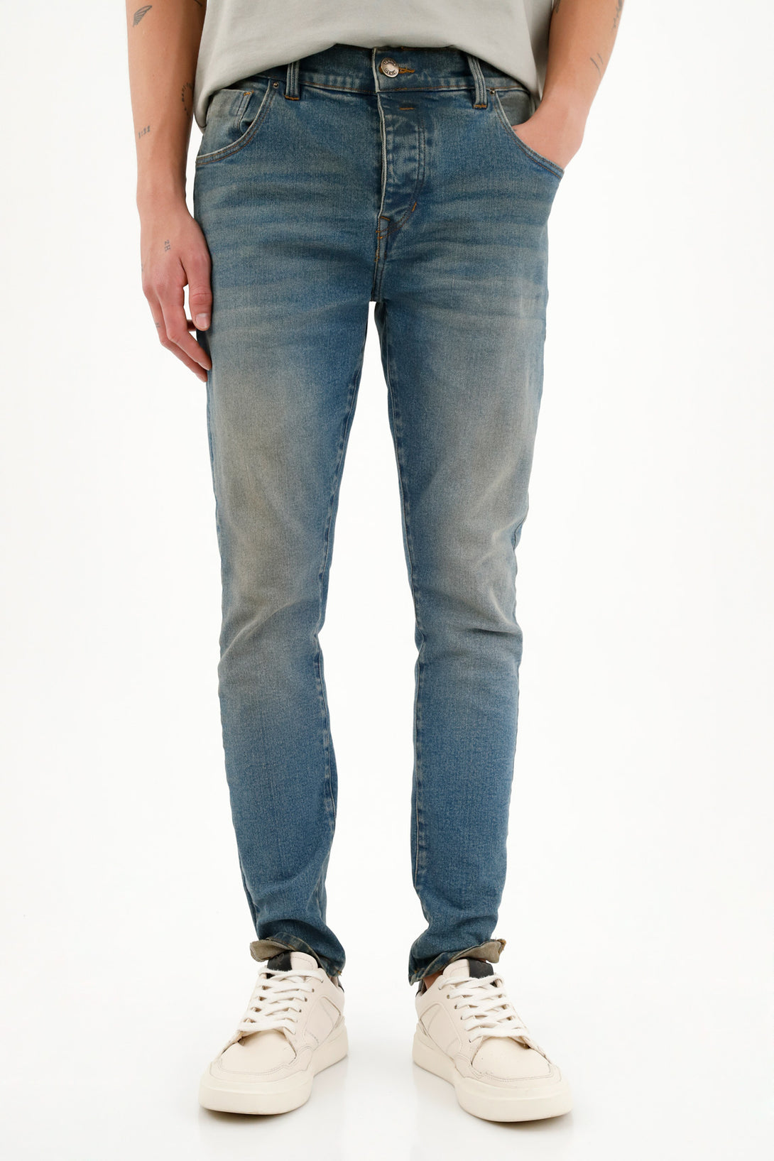 Men's Blue Five-Pocket Jeans