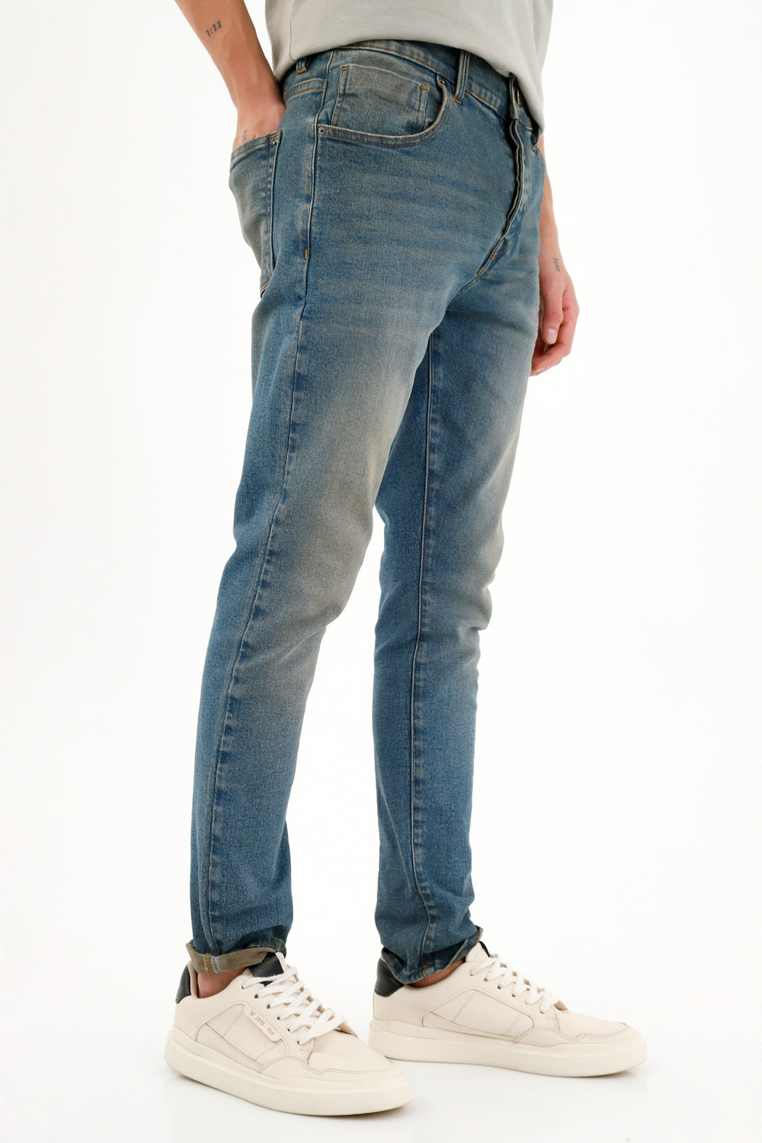 Men's Blue Five-Pocket Jeans