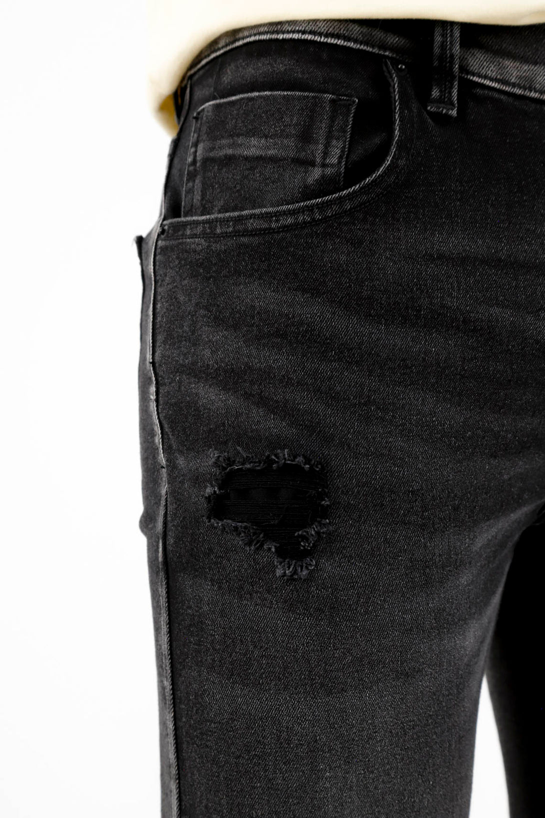 Men's Black Denim Five-Pocket Jeans