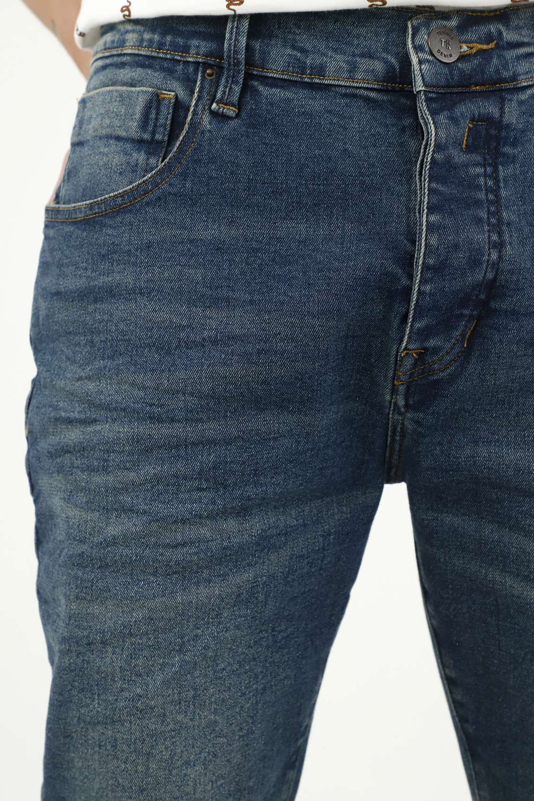 Men's Blue Five-Pocket Jeans