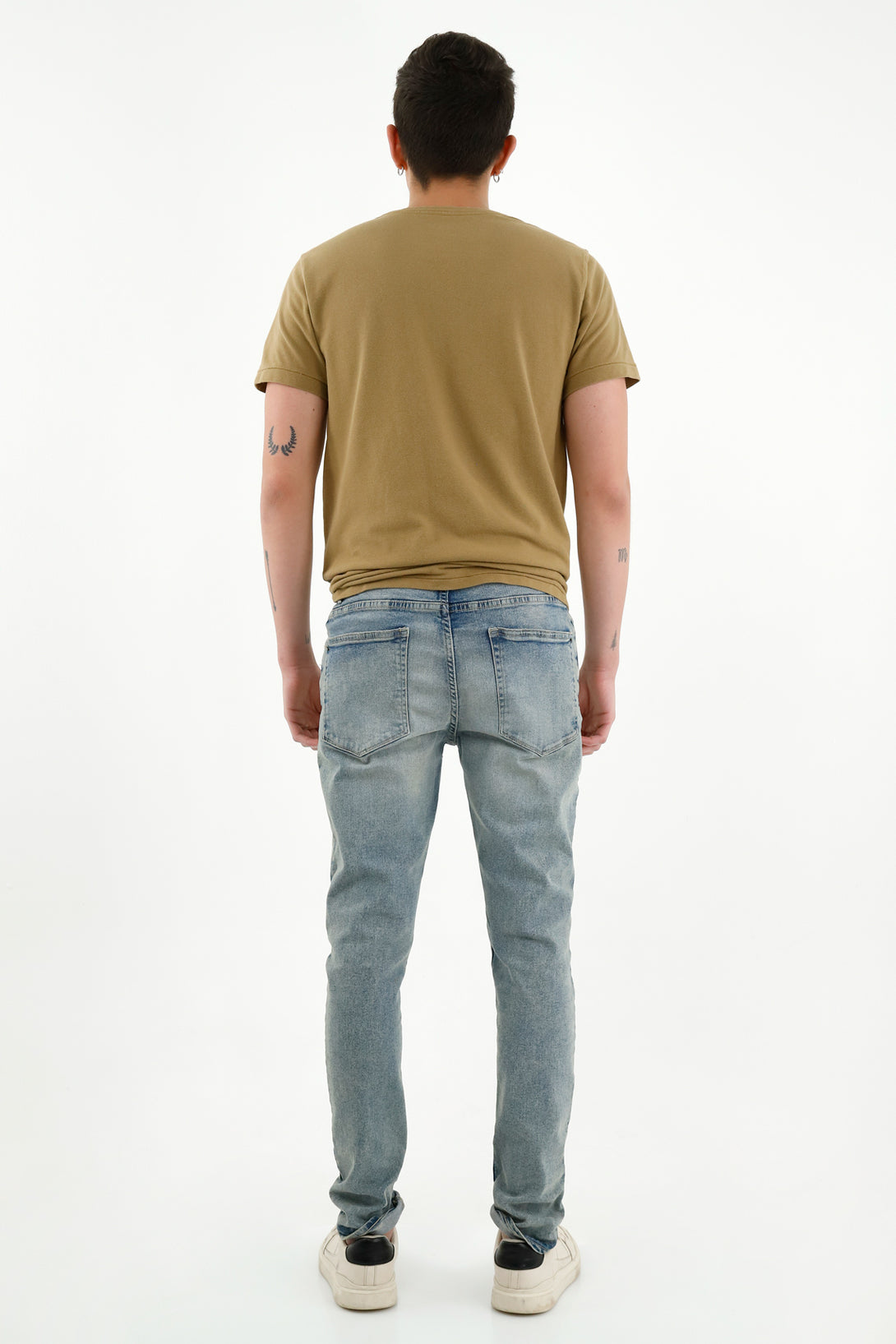 Men's Ripped and Distressed Blue Jeans