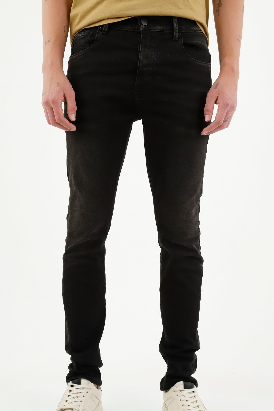 Jean Super Skinny negro para hombre