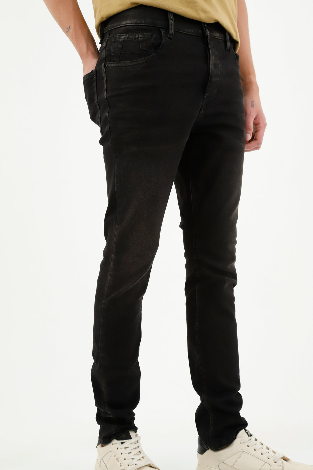 Jean Super Skinny negro para hombre