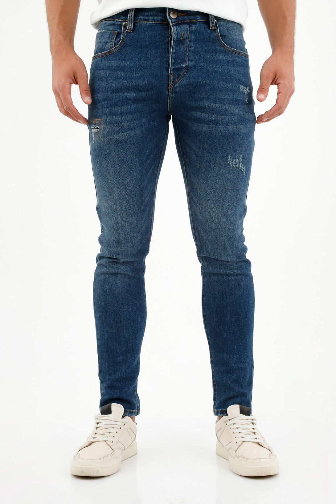 Men's Distressed Blue Jeans