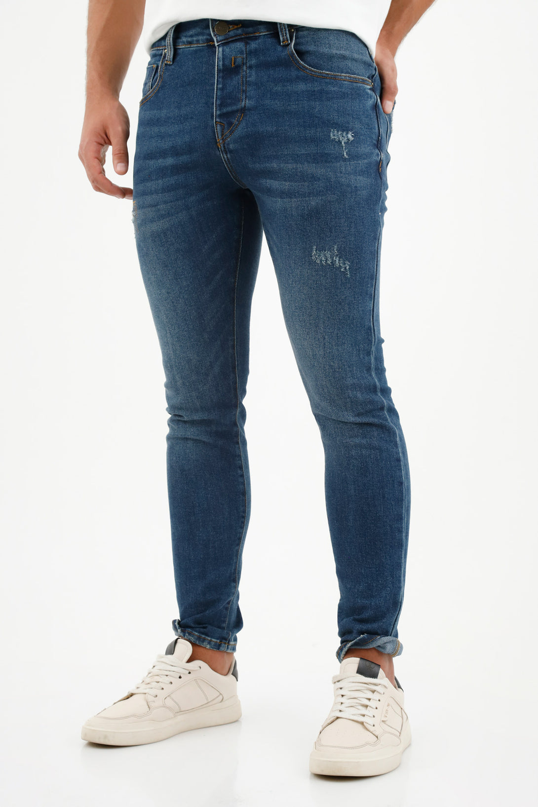 Men's Distressed Blue Jeans