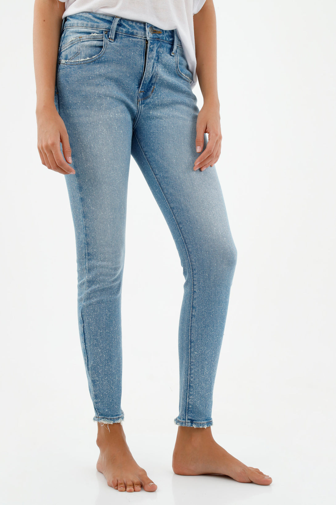 Women's Splatter Effect Blue Jeans