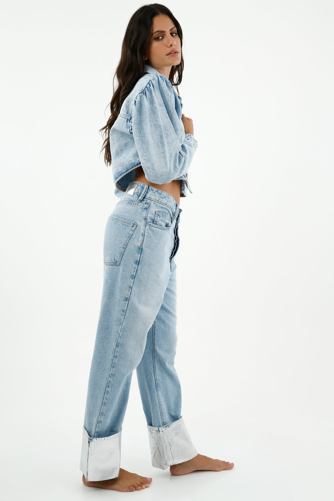 Women's Shiny Blue Jeans