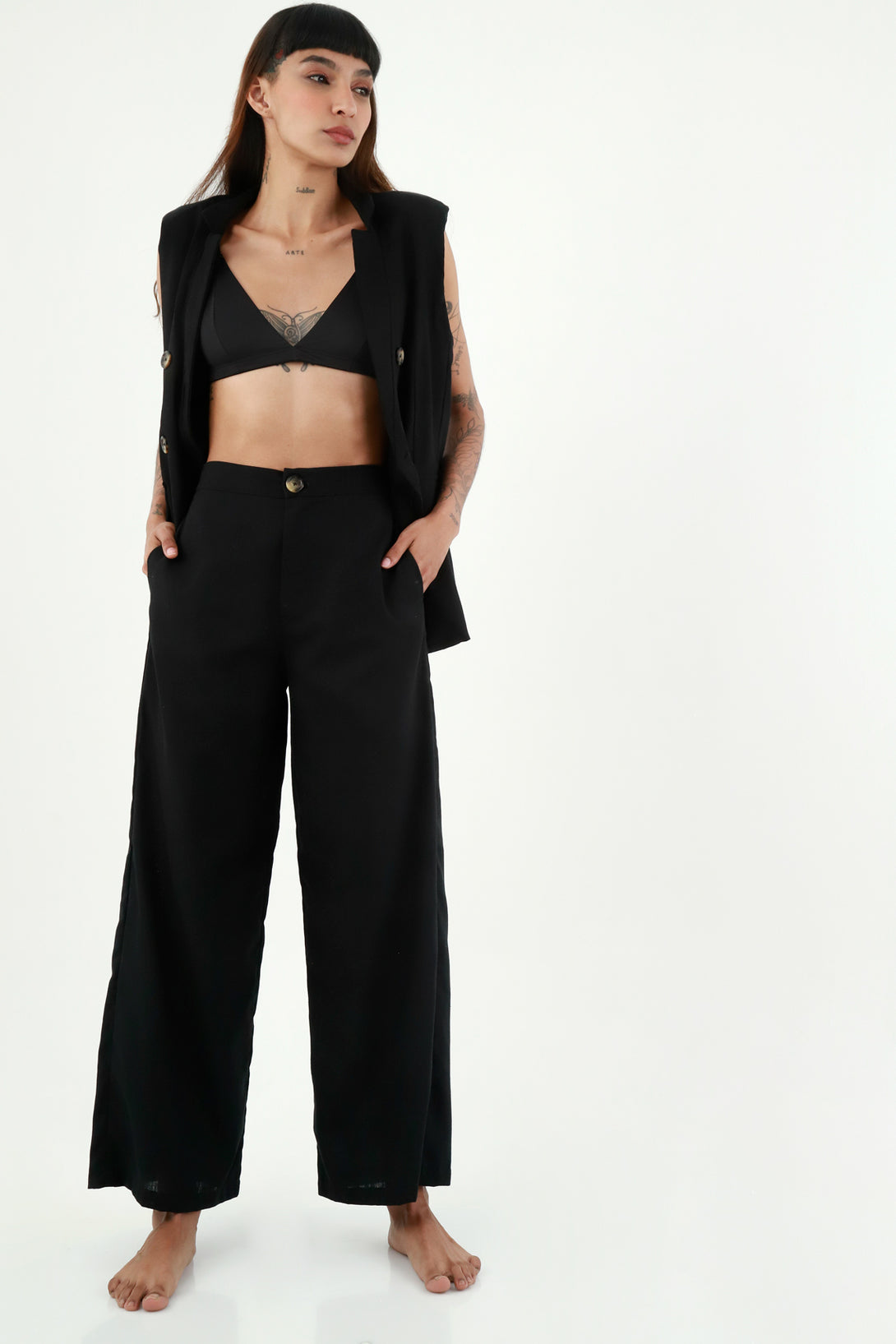 Women's Black Wide-Leg Pants