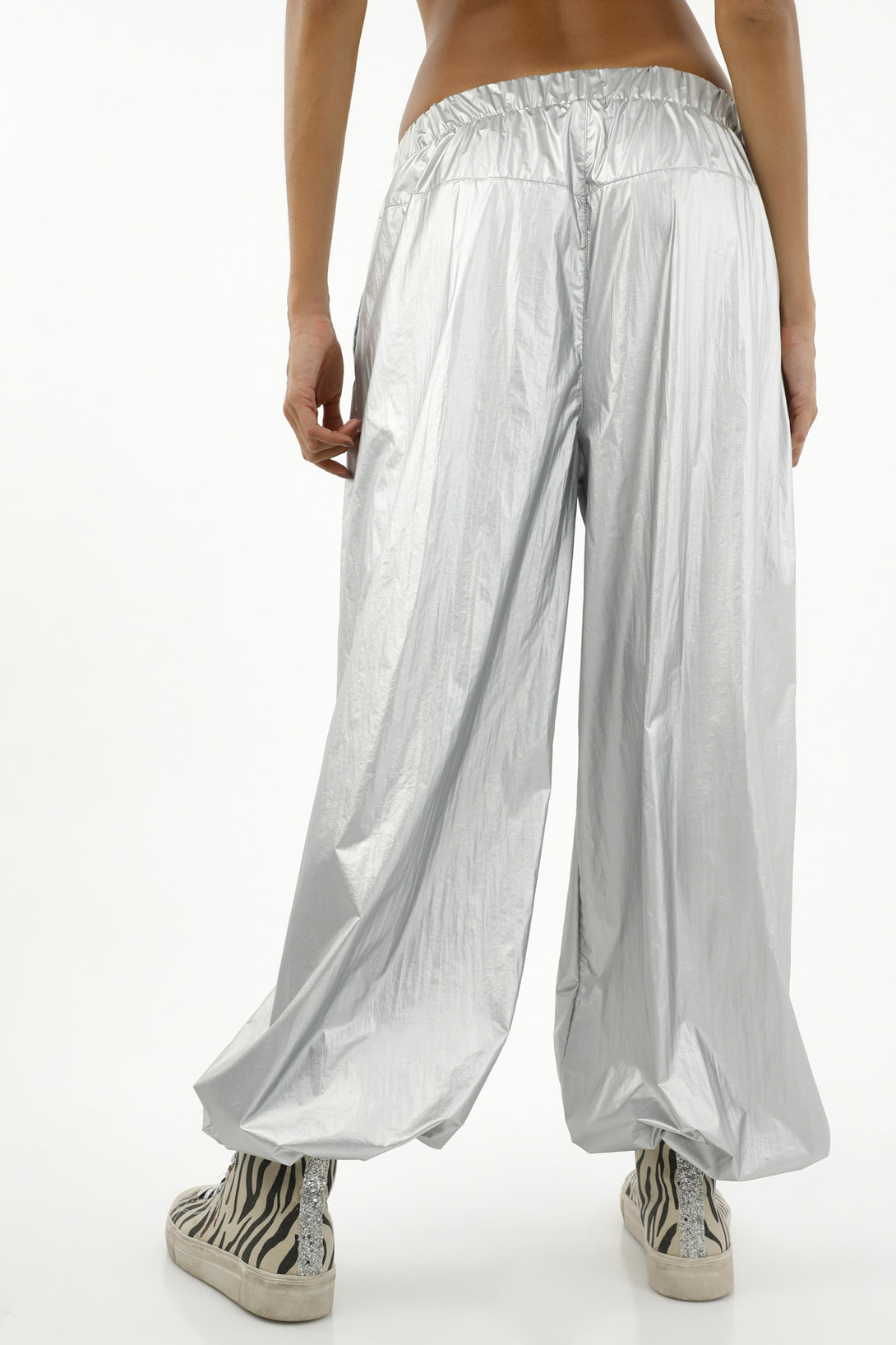 Women's Metallic Parachute Pants