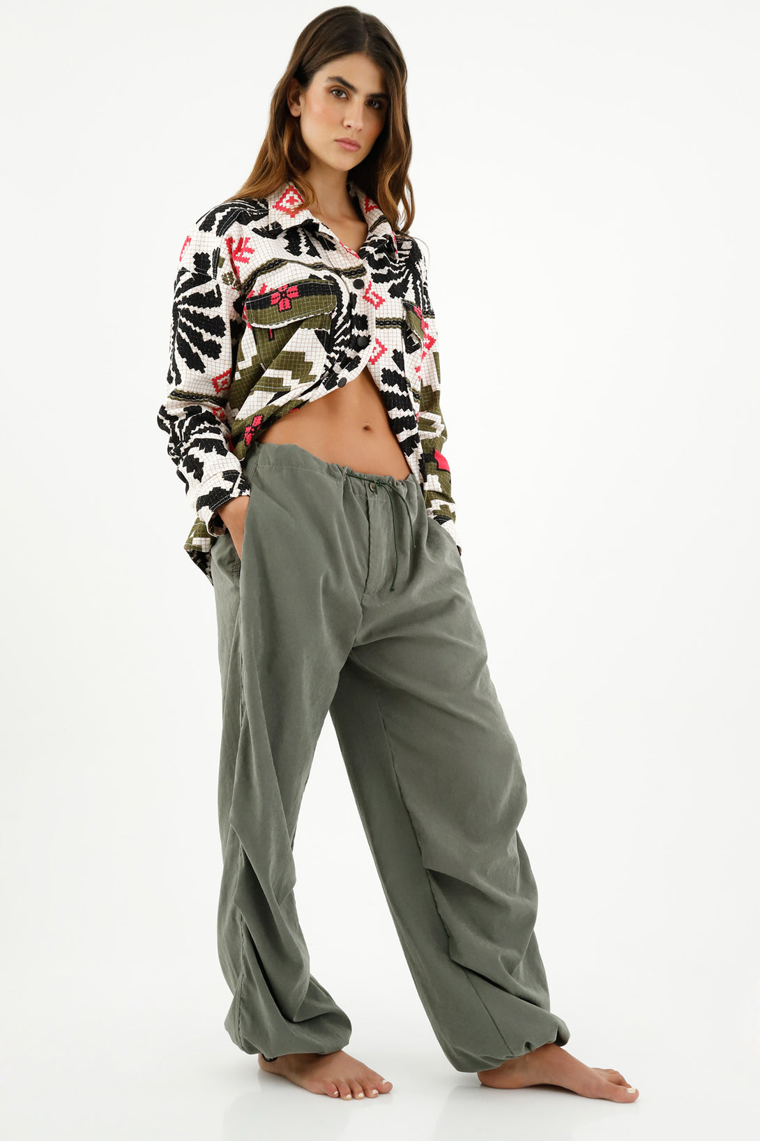 Women's Green Parachute Pants