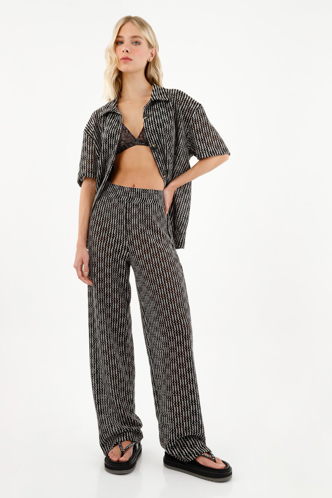 Women's Two-Tone Knit Pants