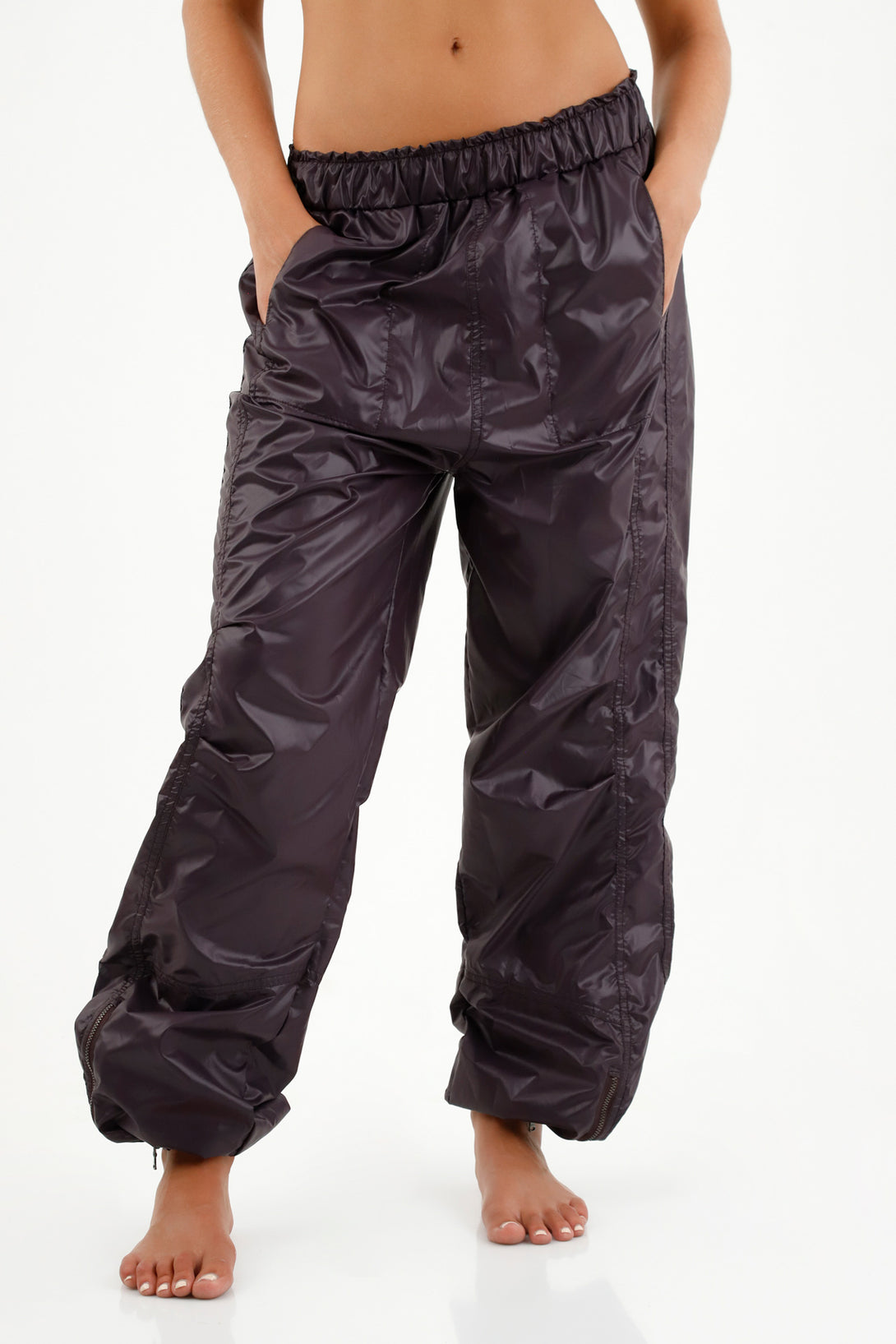 Women's Purple Elastic Waist Pants