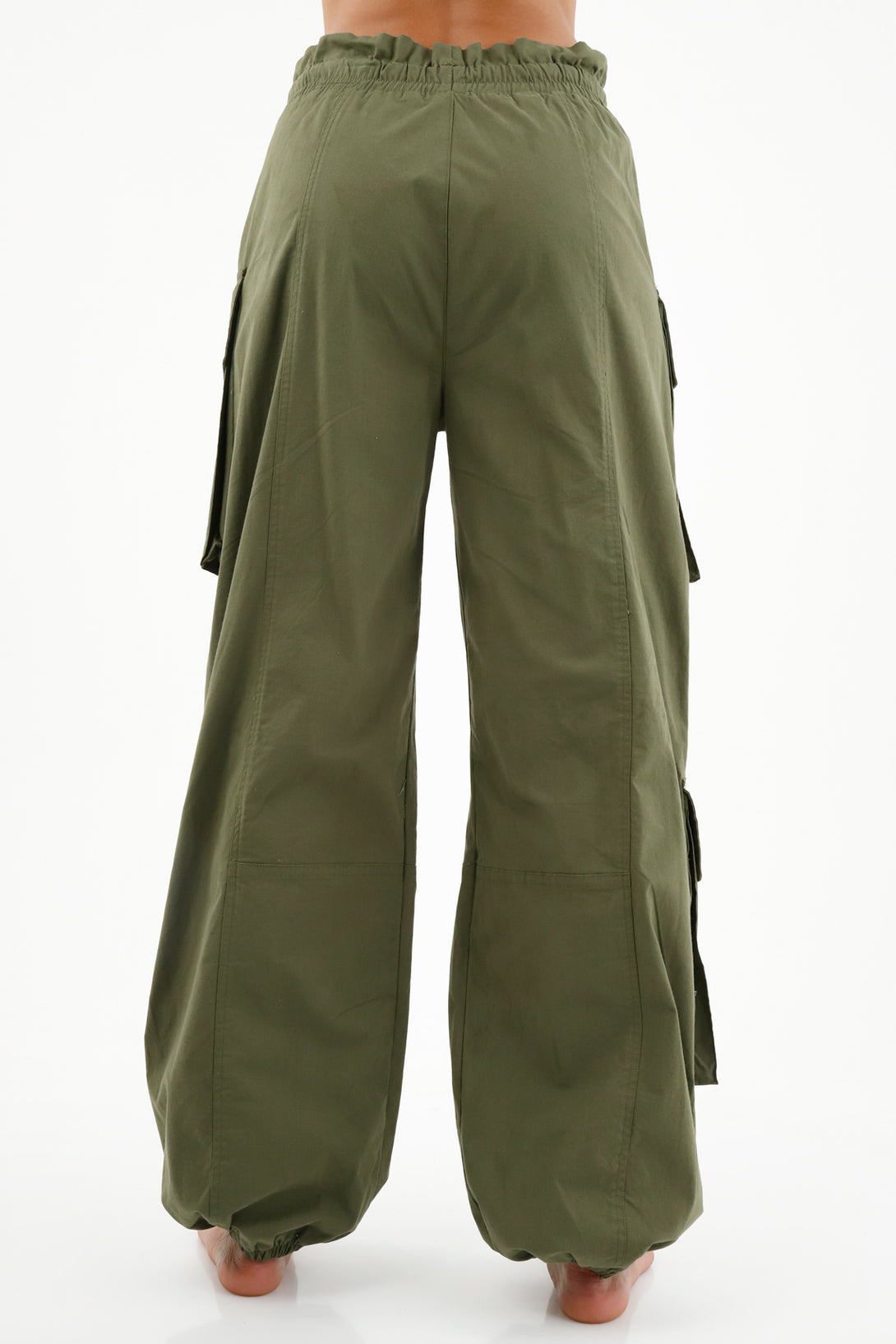 Women's Green Elastic Waist Pants