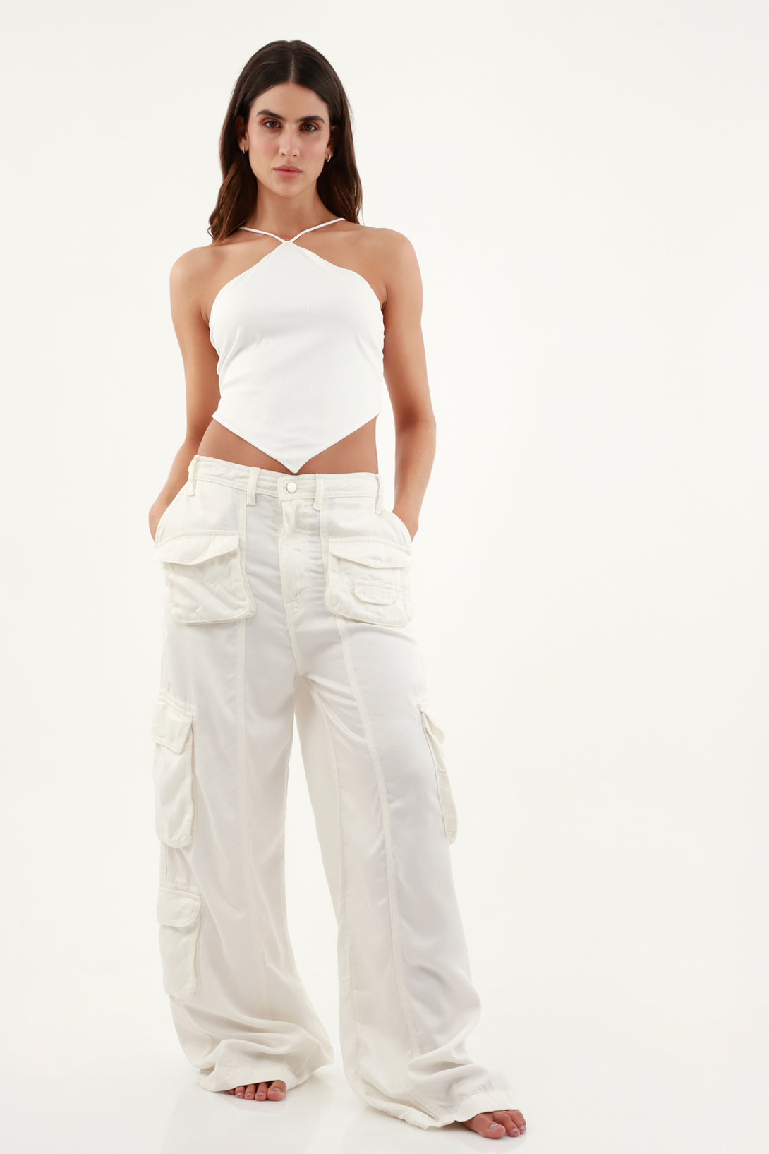 Women's Off-White Multi-Pocket Cargo Pants