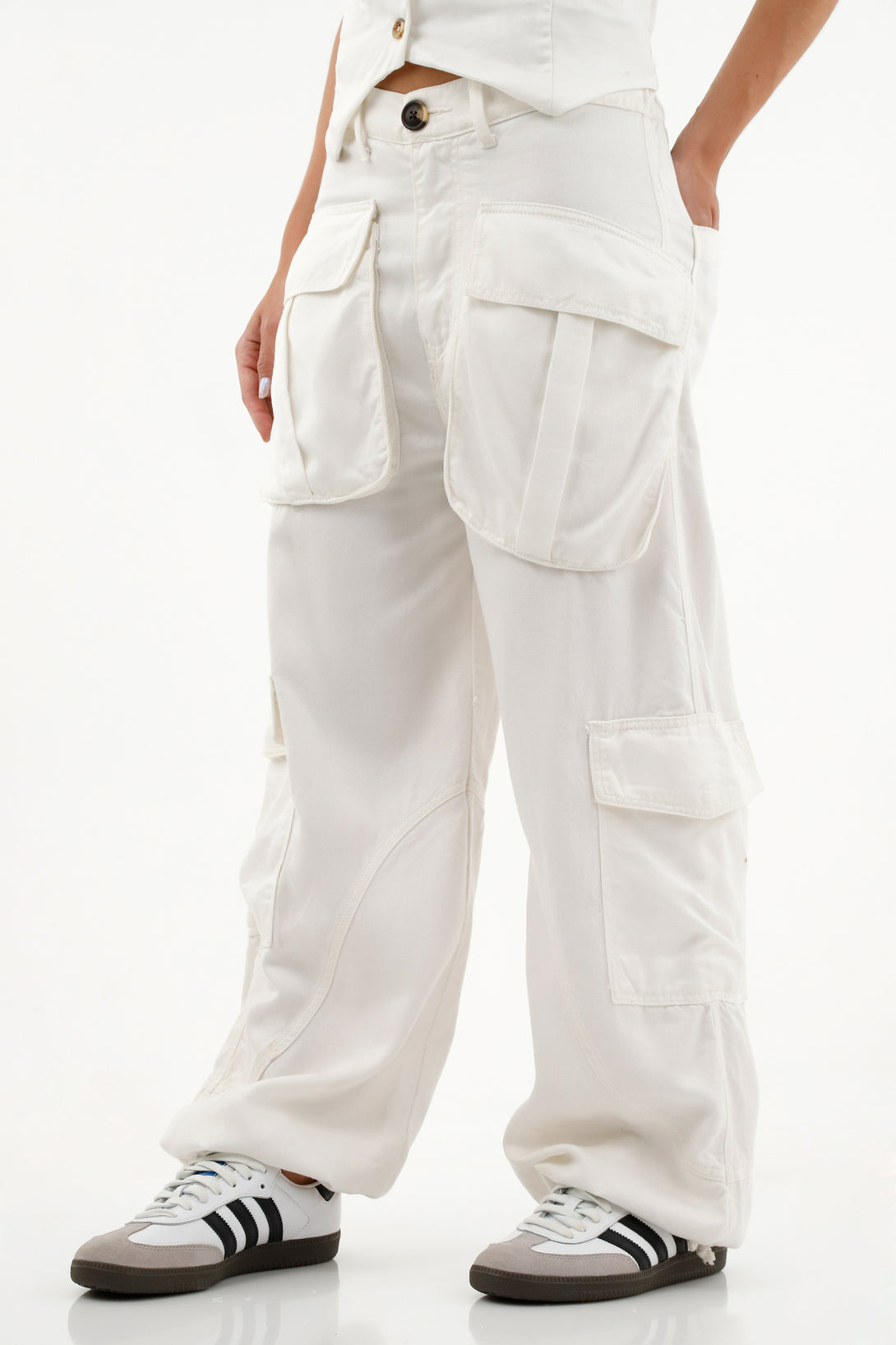 Women's Ecru Cargo Pants