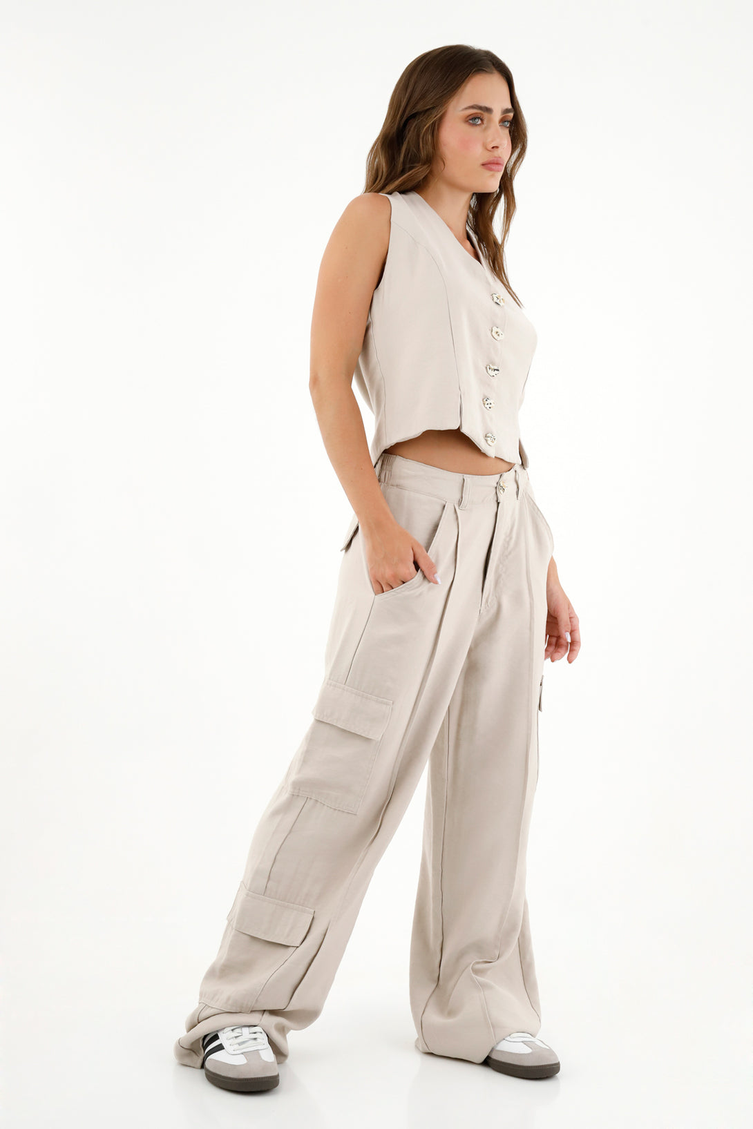 Women's Brown Pocketed Pants