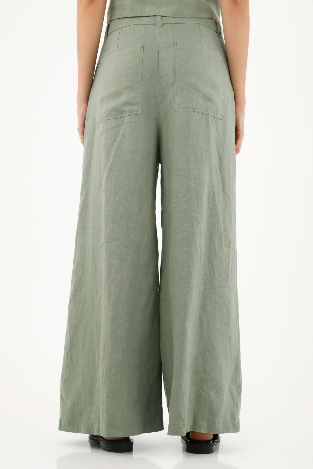 Pantalón en lino verde para mujer