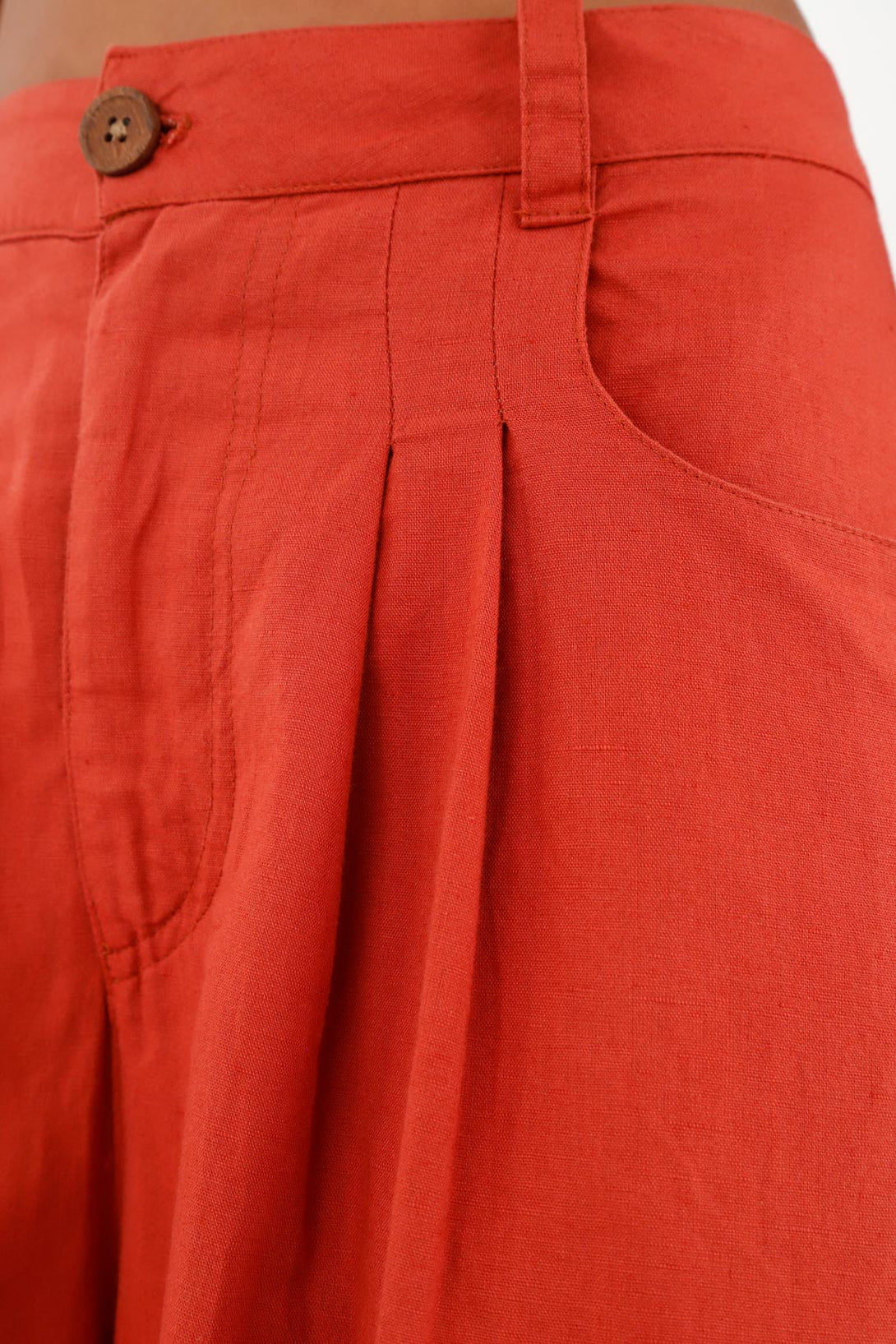 Pantalón en lino rojo para mujer