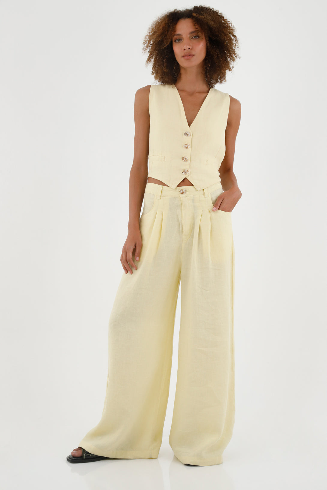 Women's Yellow Linen Pants