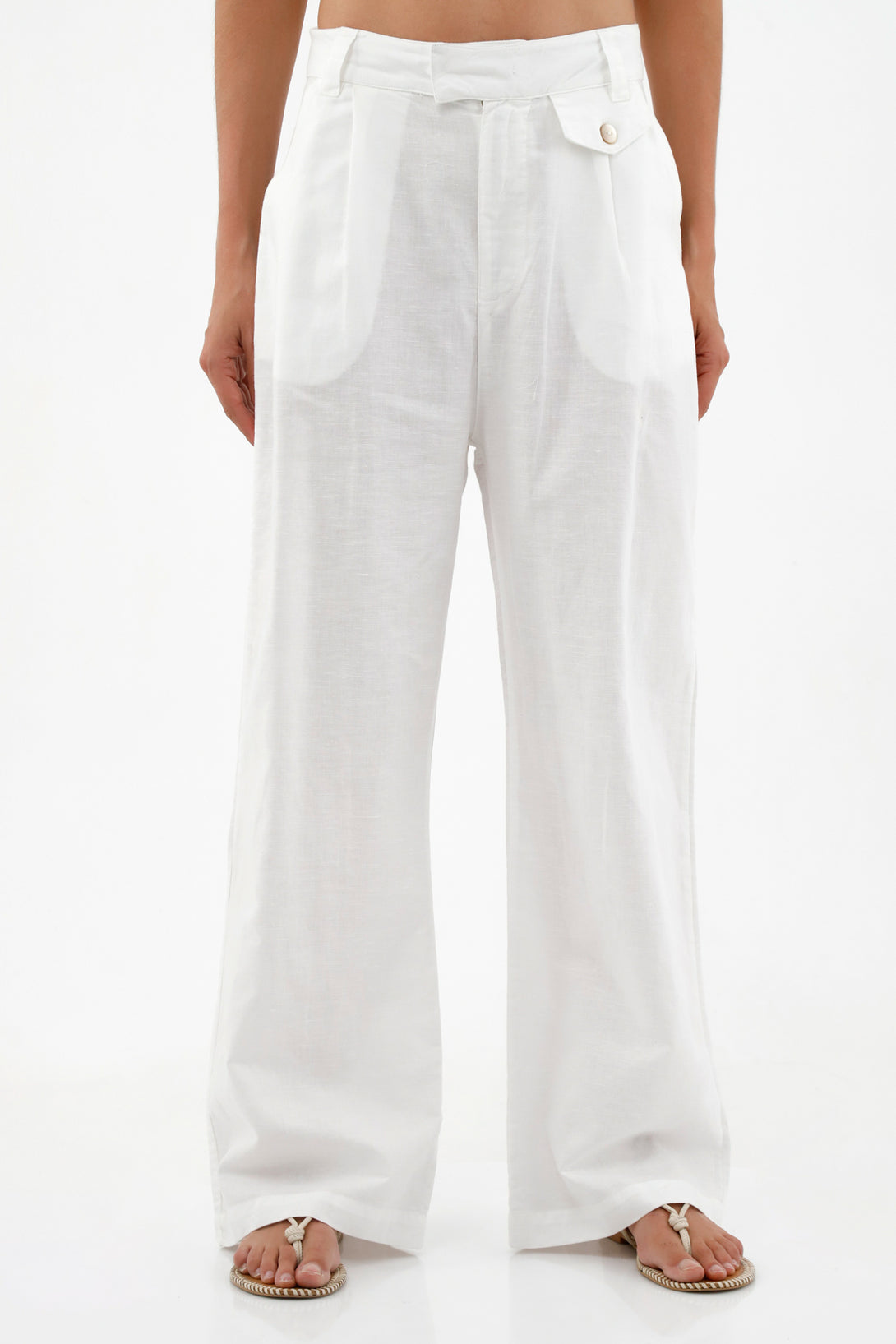 Pantalón blanco en lino para mujer