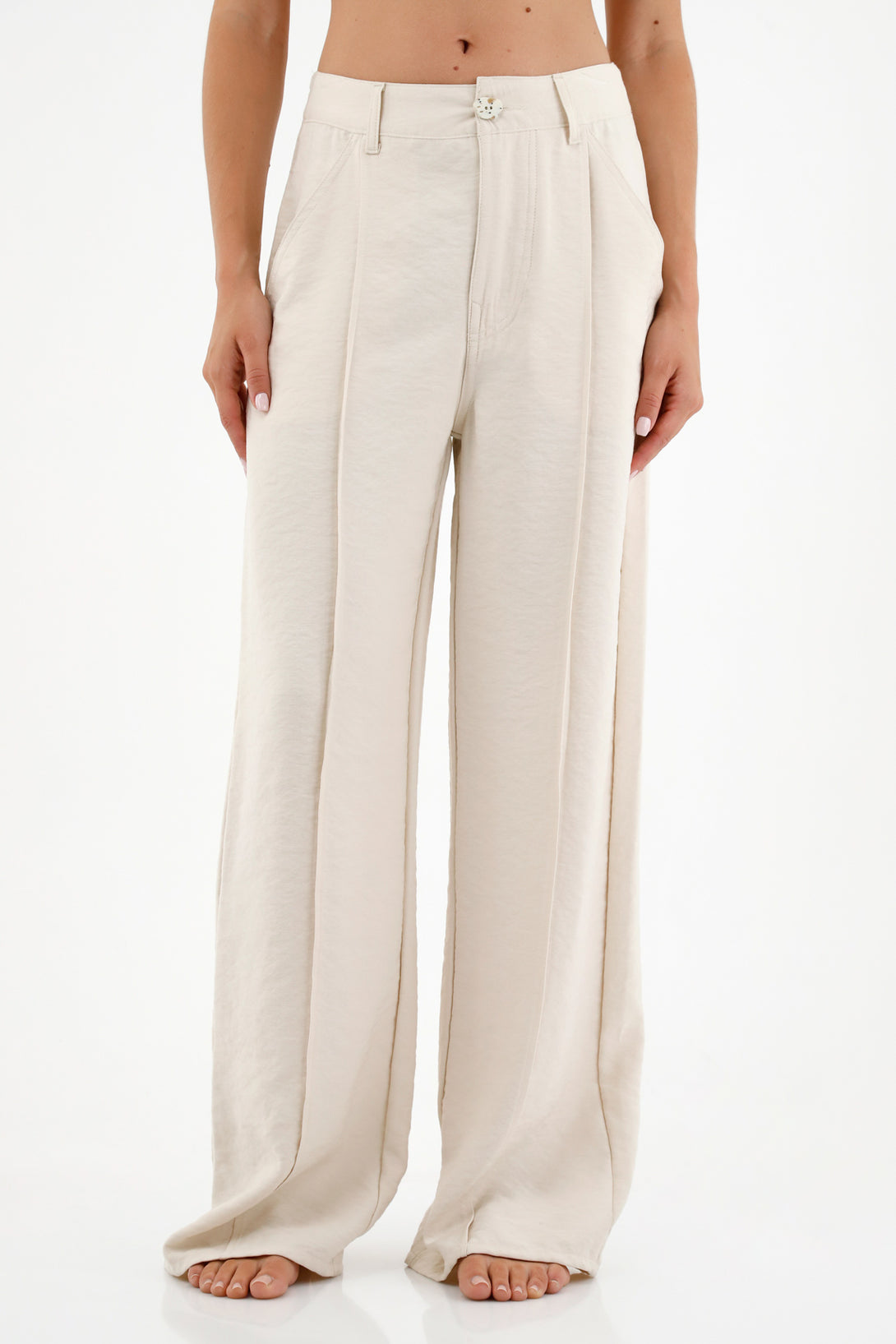 Women's Ecru Straight Leg Pants