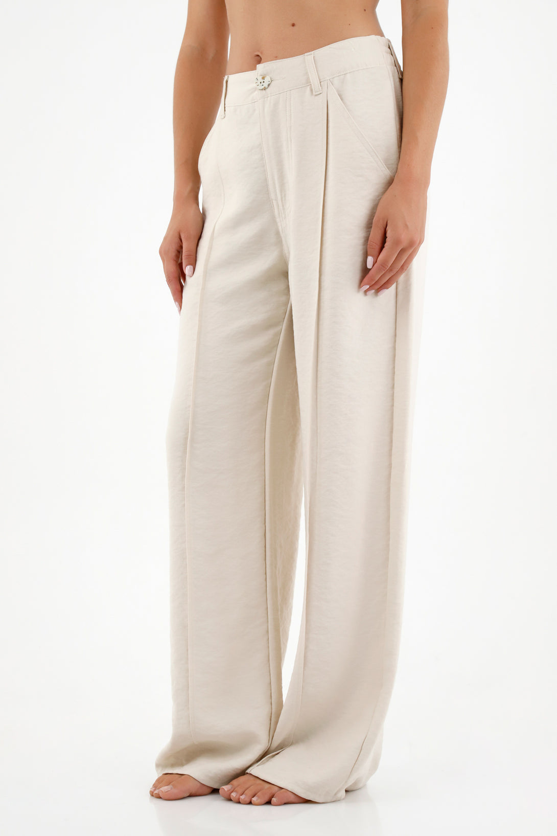 Women's Ecru Straight Leg Pants