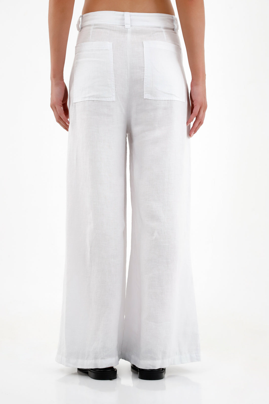 Pantalón en lino blanco para mujer