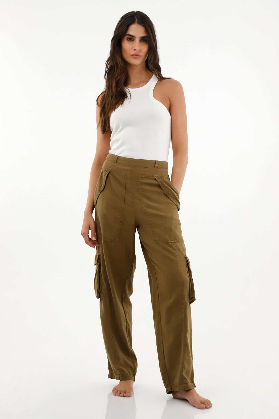 Women's High Waist Oversized Pants with Cargo Pockets