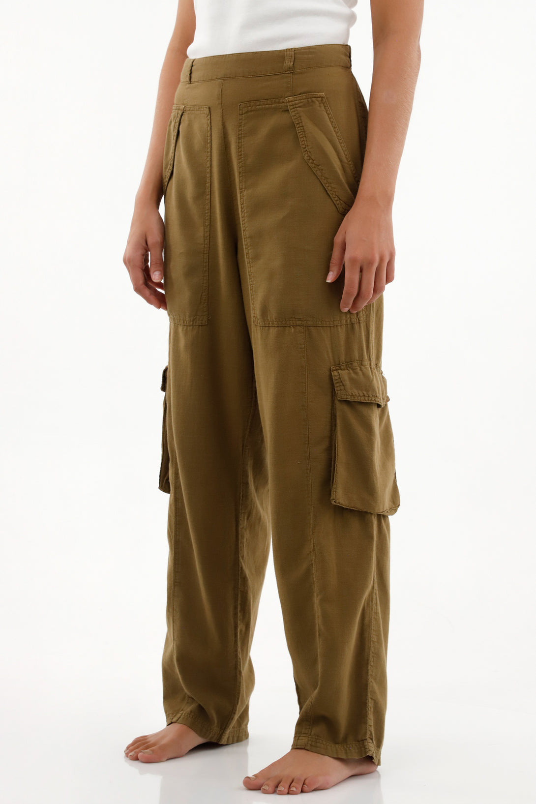 Women's High Waist Oversized Pants with Cargo Pockets