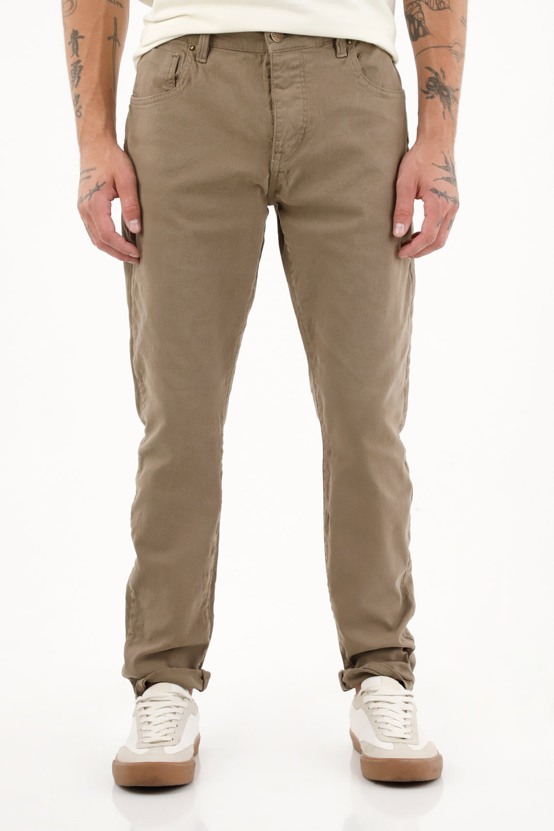 Men's Brown Skinny Five-Pocket Pants