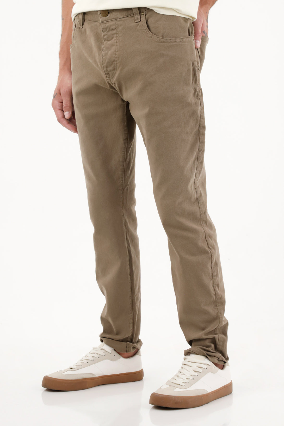 Men's Brown Skinny Five-Pocket Pants