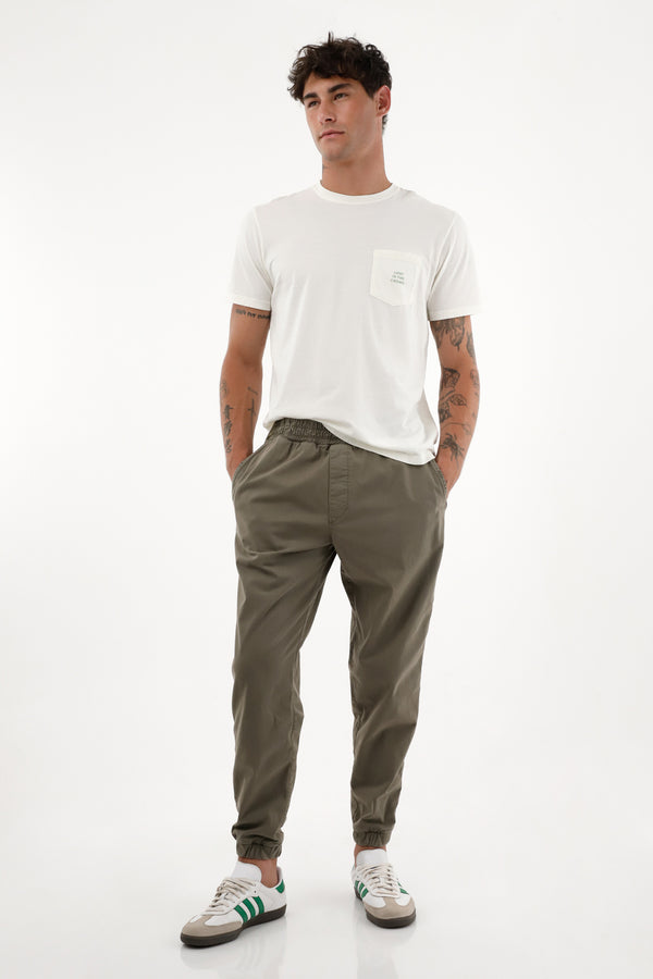 Pantalón Jogger café con bolsillos para hombre