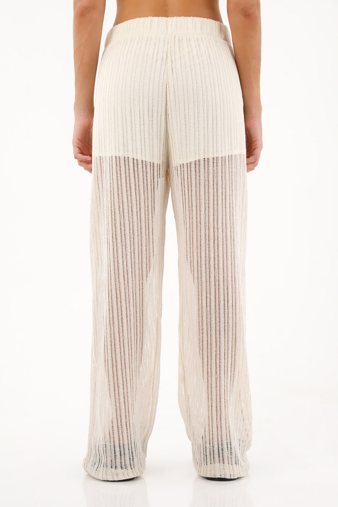 Women's Straight-Leg Open Weave Pants in Cream